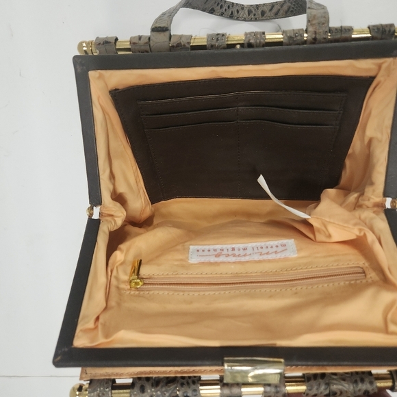 Merrell McGuiness Croc Embossed Leather Reversible Handbag Clutch Rare - Picture 9 of 16